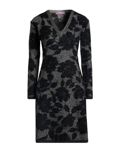 Noodle Italia Woman Mini Dress Black Size L Viscose, Polyamide, Polyester, Wool In Gray
