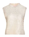 Noodle Italia Woman Sweater Gold Size M Acrylic, Mohair Wool, Polyamide, Virgin Wool In Neutral
