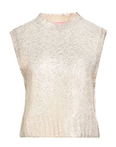 Noodle Italia Woman Sweater Gold Size M Acrylic, Mohair Wool, Polyamide, Virgin Wool In Neutral