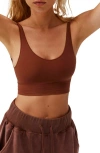 Noodyskin Seamless Body Smooth Scoop Neck Top In Brown