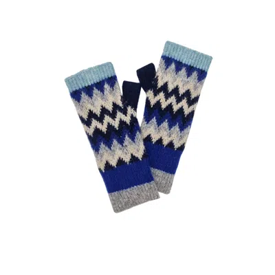 Nooki Design Women's Blue Dora Chevron Wrist Warmer In Navy Mix