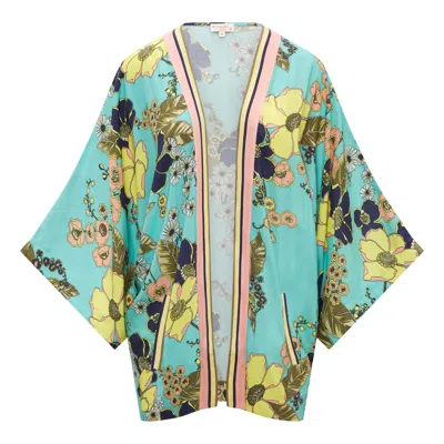 Nooki Design Women's Blue Retro Bloom Kimono - Turq