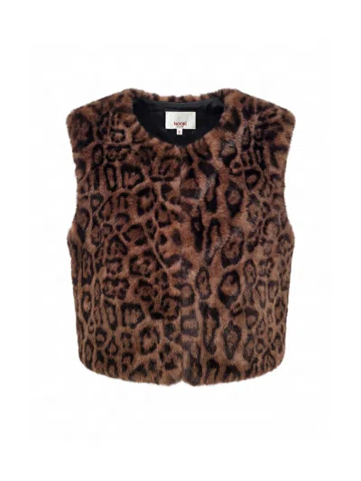 Nooki Design Women's Brown New Edelweiss Faux Fur Gilet - Chocolate Leopard