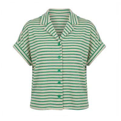 Nooki Design Women's Caspian Towelling Stripe Blouse - Green In Multi