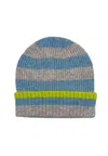 Nooki Design Women's Green / Black / Blue Farah Knitted Stripe Beanie-duck Egg In Blue