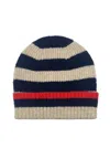 Nooki Design Women's Green / Black / Blue Farah Knitted Stripe Beanie-navy In Multi