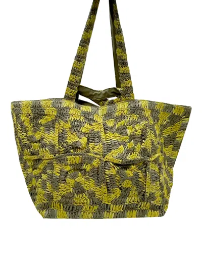Nooki Design Women's Green Glasto Crochet Tote In Khaki