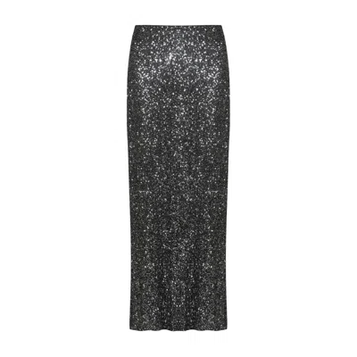 Nooki Design Women's Grey / Silver Philippa Sequin Skirt In Gunmetal In Black