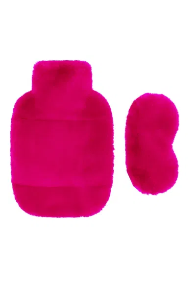 Nooki Design Women's Pink / Purple Faux Fur Hot Water Bottle And Eye Mask Set-fuchsia In Pink/purple