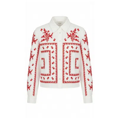 Nooki Design Women's Sienna Embroidered Cropped Shirt In White