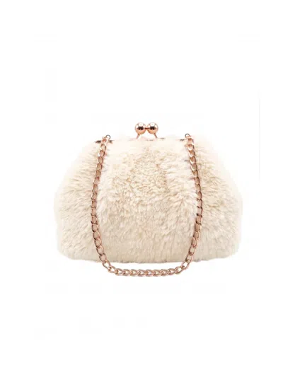 Nooki Design Women's White Booba Faux Fur Clutch Bag - Cream