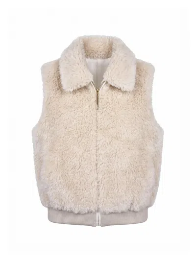Nooki Design Women's White Mylo Borg Gilet - Cream In Neutral