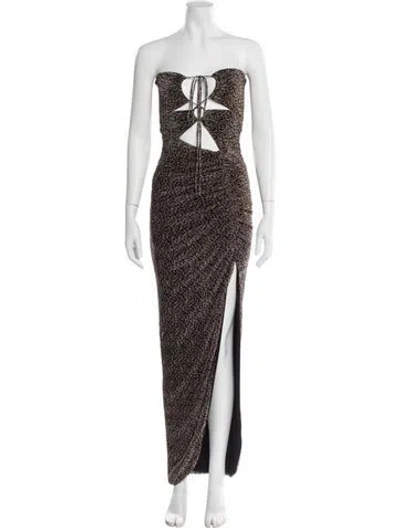 Pre-owned Nookie Animal Print Long Dress In Brown