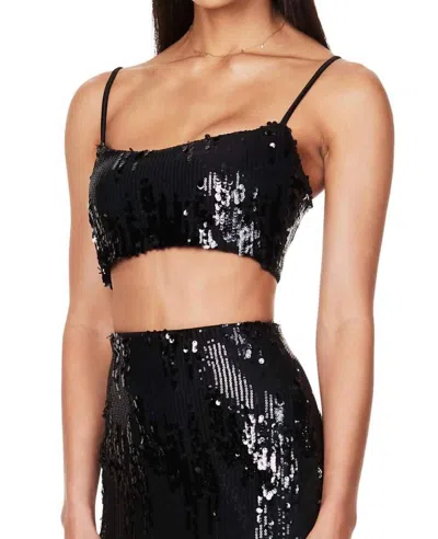 Nookie Cascade Sequin Crop Top In Black