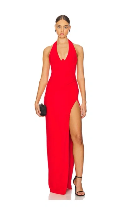 Nookie Cinema Halter Gown In Cherry