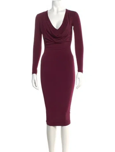 Pre-owned Nookie Cowl Neck Midi Length Dress W/ Tags In Burgundy