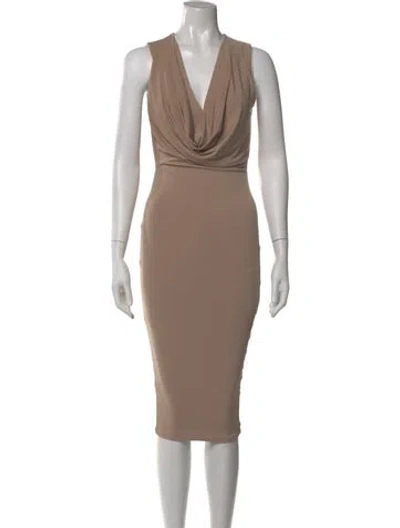 Pre-owned Nookie Cowl Neck Midi Length Dress W/ Tags In Neutral