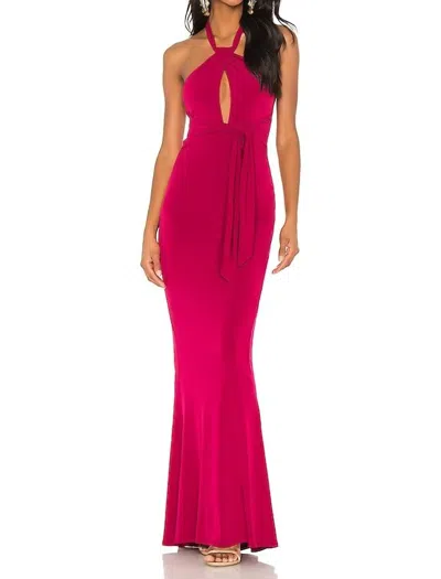 Nookie Crave Halter Gown In Ruby In Pink