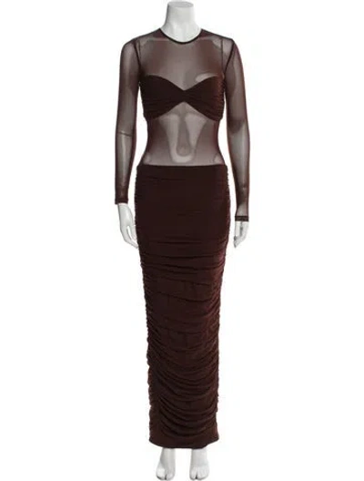 Pre-owned Nookie Crew Neck Long Dress In Brown