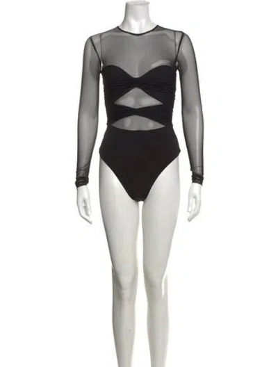 Pre-owned Nookie Crew Neck Long Sleeve Bodysuit In Black