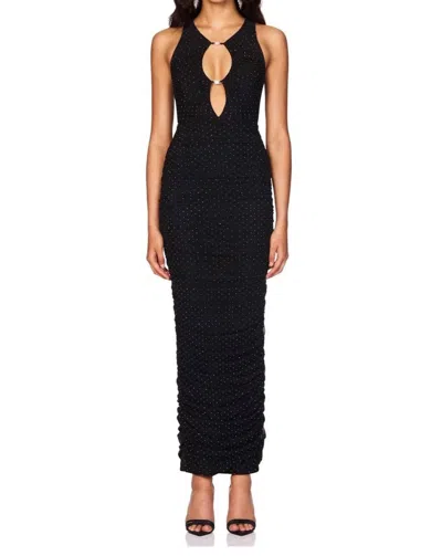 Nookie Crystal Halter Maxi Dress In Black