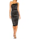 Nookie Cupid Satin Midi Dress In Black In Black