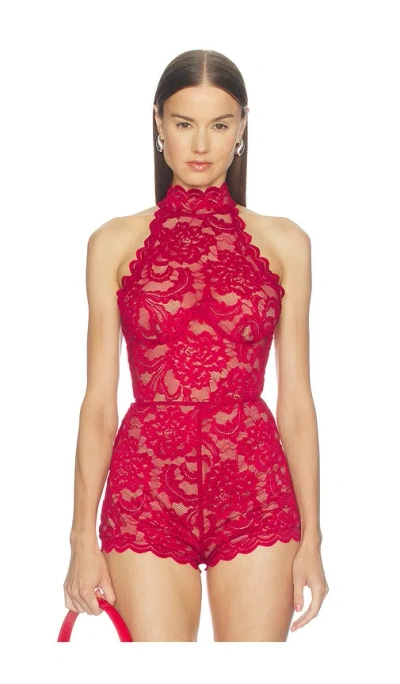 Nookie Delphine Lace Bodysuit In Red