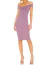 Nookie Dolly Midi Off Shoulder Dress In Soft Violet In Pink