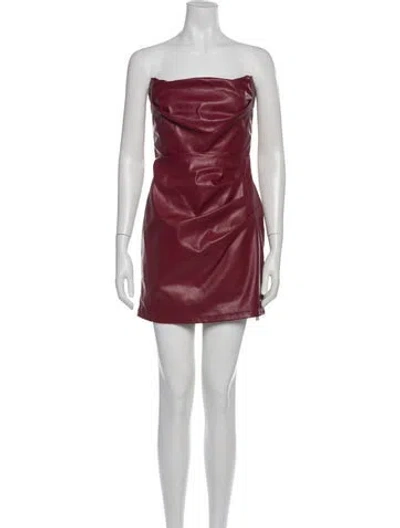 Pre-owned Nookie Faux Leather Mini Dress In Burgundy