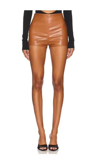 Nookie Faux Leather Shorts In Brown