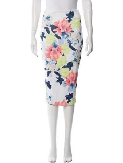 Pre-owned Nookie Floral Print Midi Length Skirt In White