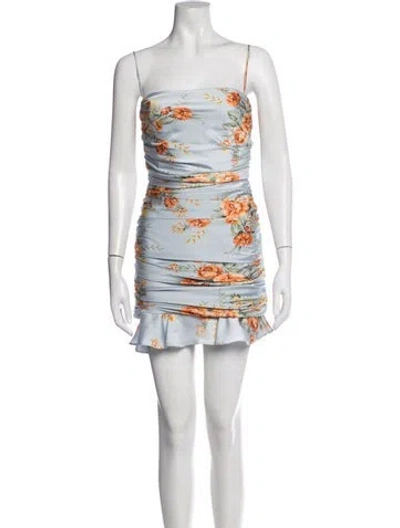 Pre-owned Nookie Floral Print Mini Dress In Blue