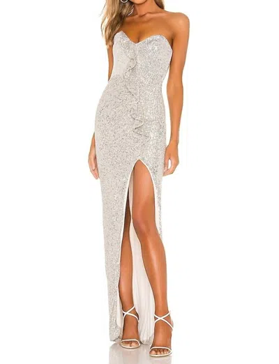 Nookie Galaxy Sequin Gown Dress In Silver In Gray