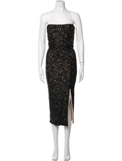 Pre-owned Nookie Graphic Print Midi Length Dress W/ Tags In Black