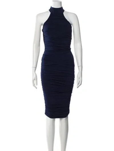 Pre-owned Nookie Halterneck Knee-length Dress In Blue