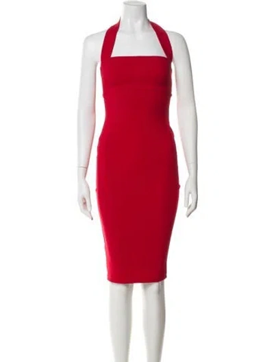 Pre-owned Nookie Halterneck Knee-length Dress In Red