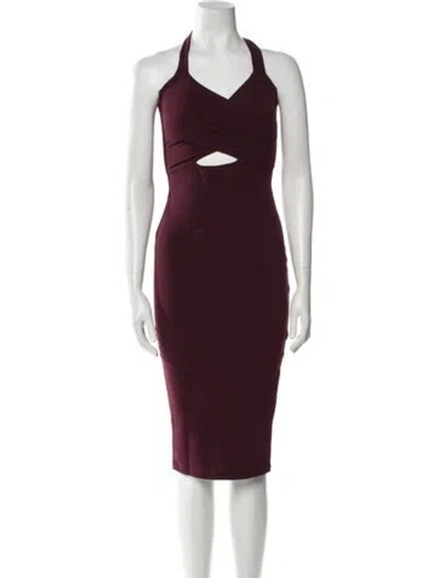Pre-owned Nookie Halterneck Knee-length Dress W/ Tags In Burgundy