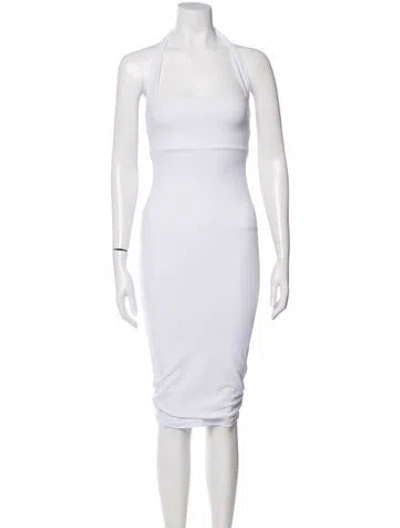 Pre-owned Nookie Halterneck Knee-length Dress In White