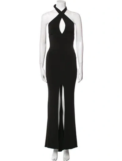 Pre-owned Nookie Halterneck Long Dress In Black