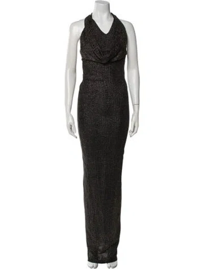Pre-owned Nookie Halterneck Long Dress In Black