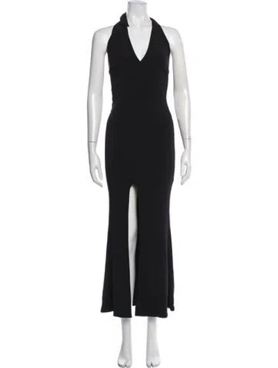 Pre-owned Nookie Halterneck Long Dress In Black
