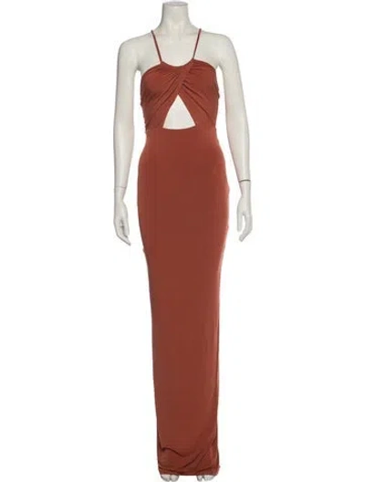 Pre-owned Nookie Halterneck Long Dress In Brown