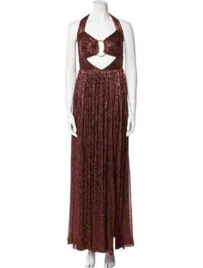Pre-owned Nookie Halterneck Long Dress In Brown