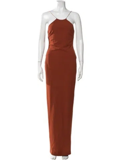 Pre-owned Nookie Halterneck Long Dress In Brown