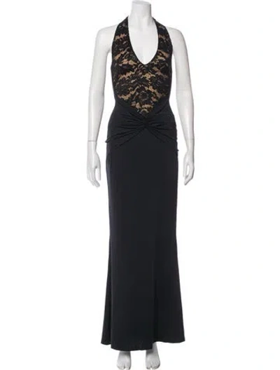 Pre-owned Nookie Halterneck Long Dress In Gray