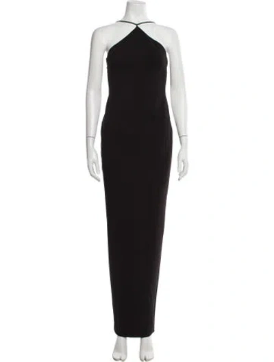 Pre-owned Nookie Halterneck Long Dress In Gray