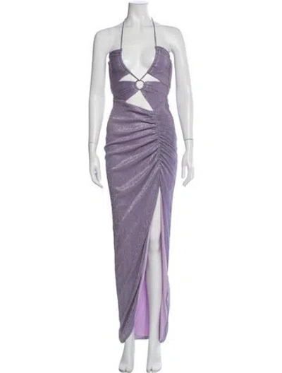 Pre-owned Nookie Halterneck Long Dress In Purple