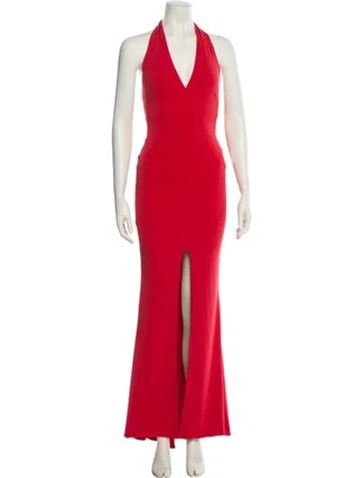 Pre-owned Nookie Halterneck Long Dress In Red