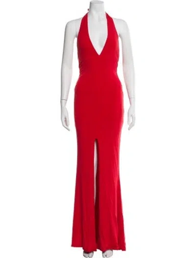 Pre-owned Nookie Halterneck Long Dress In Red