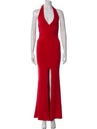 Pre-owned Nookie Halterneck Long Dress In Red